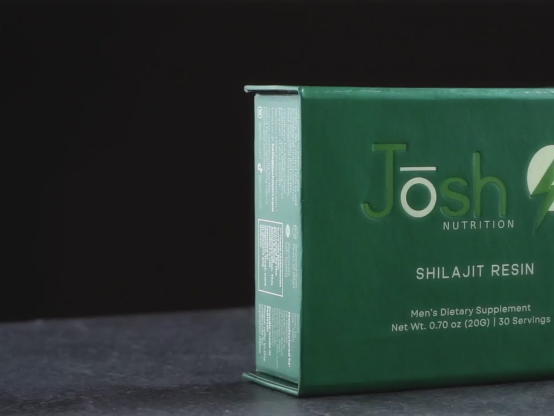 Video of glass jar of Himalayan Shilajit by Jōsh on black background

